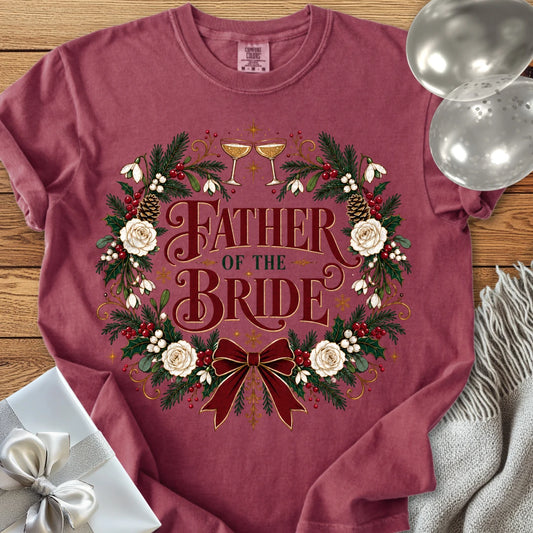 Father of the Bride - Premium Winter Crest Wedding T-Shirt - Brick