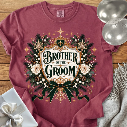 Brother of the Groom - Premium Winter Heirloom Wedding T-Shirt - Brick