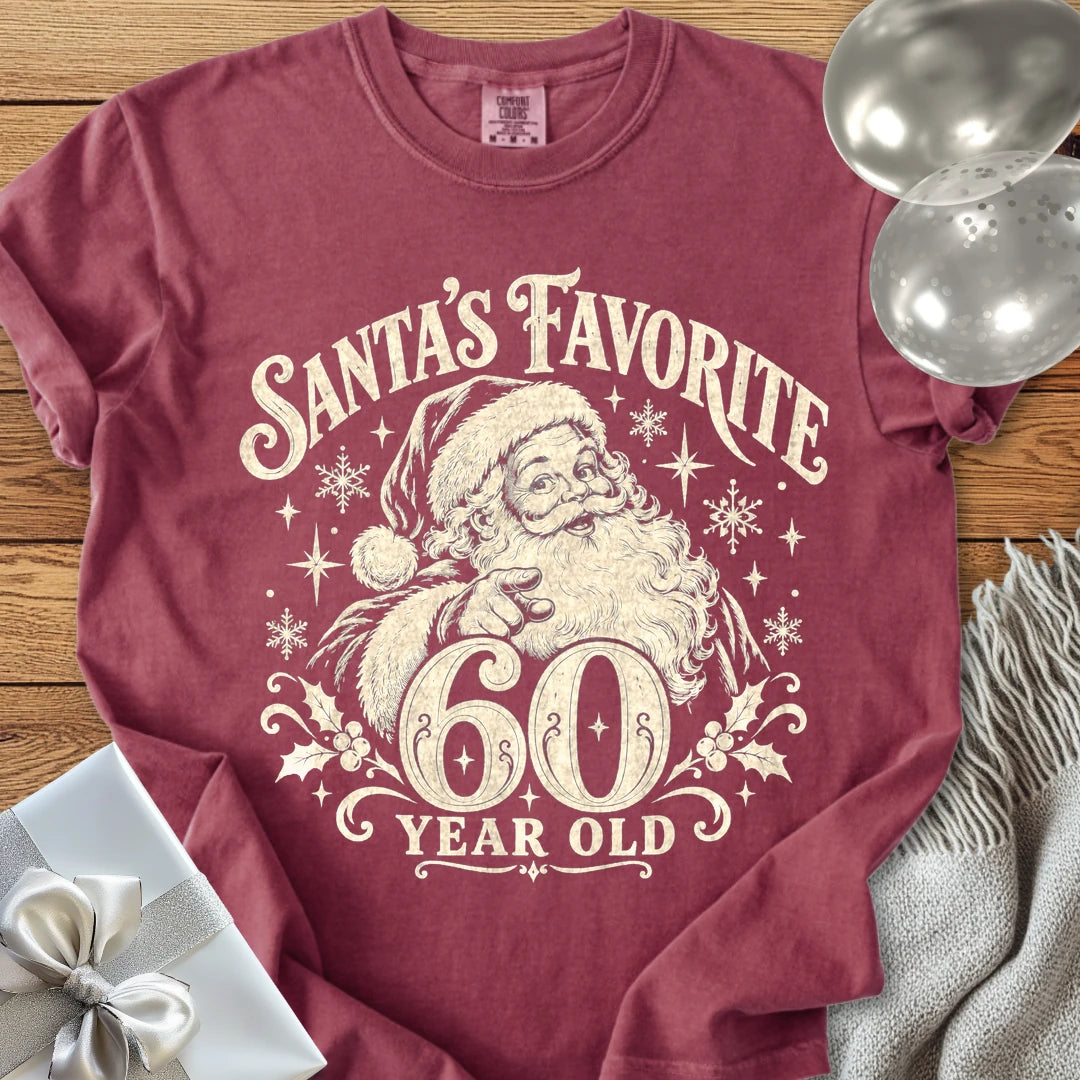 Santa’s Favorite 60-Year-Old - Premium Christmas 60th Birthday T-Shirt - Brick