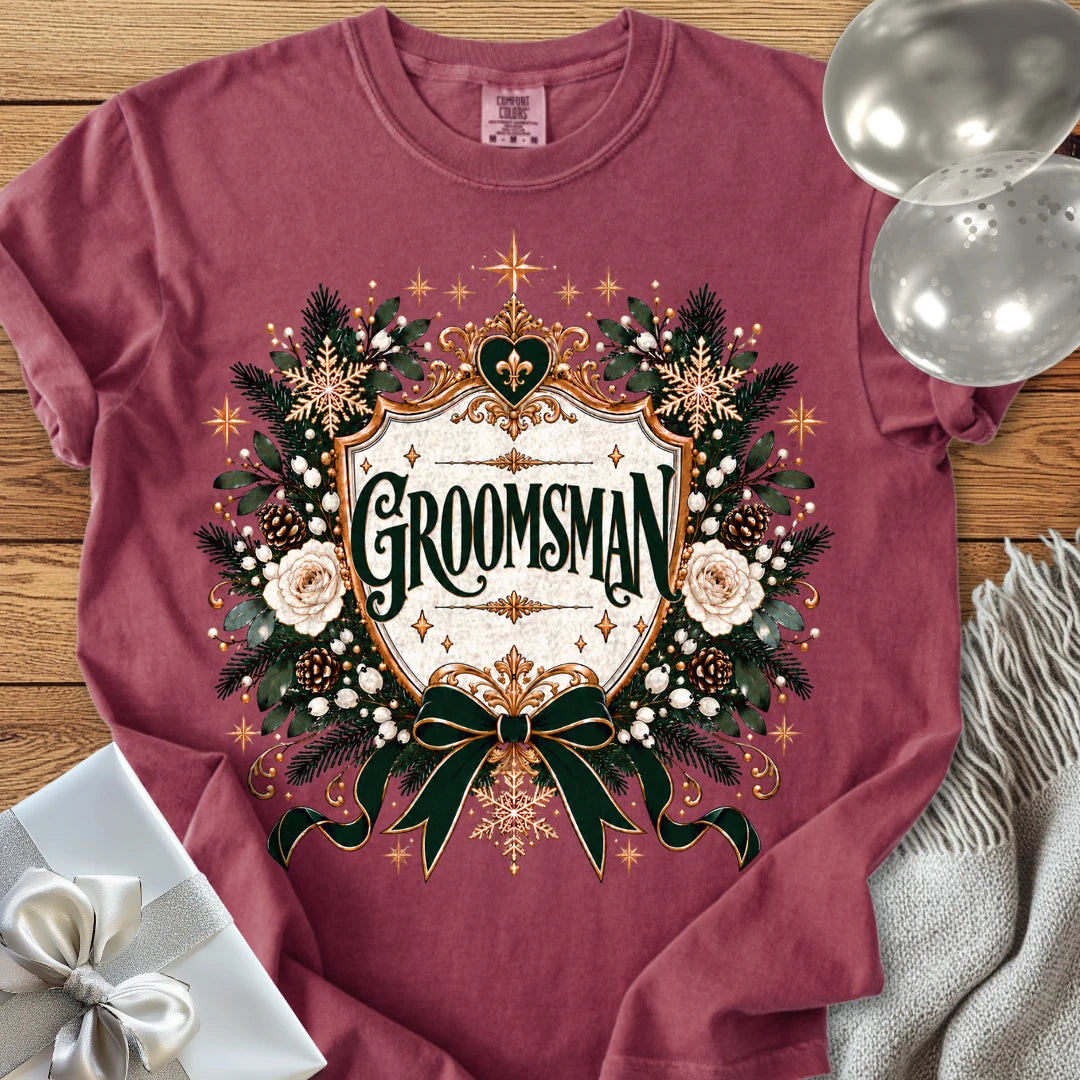 Groomsman - Premium Winter Heirloom Wedding T-Shirt - Brick