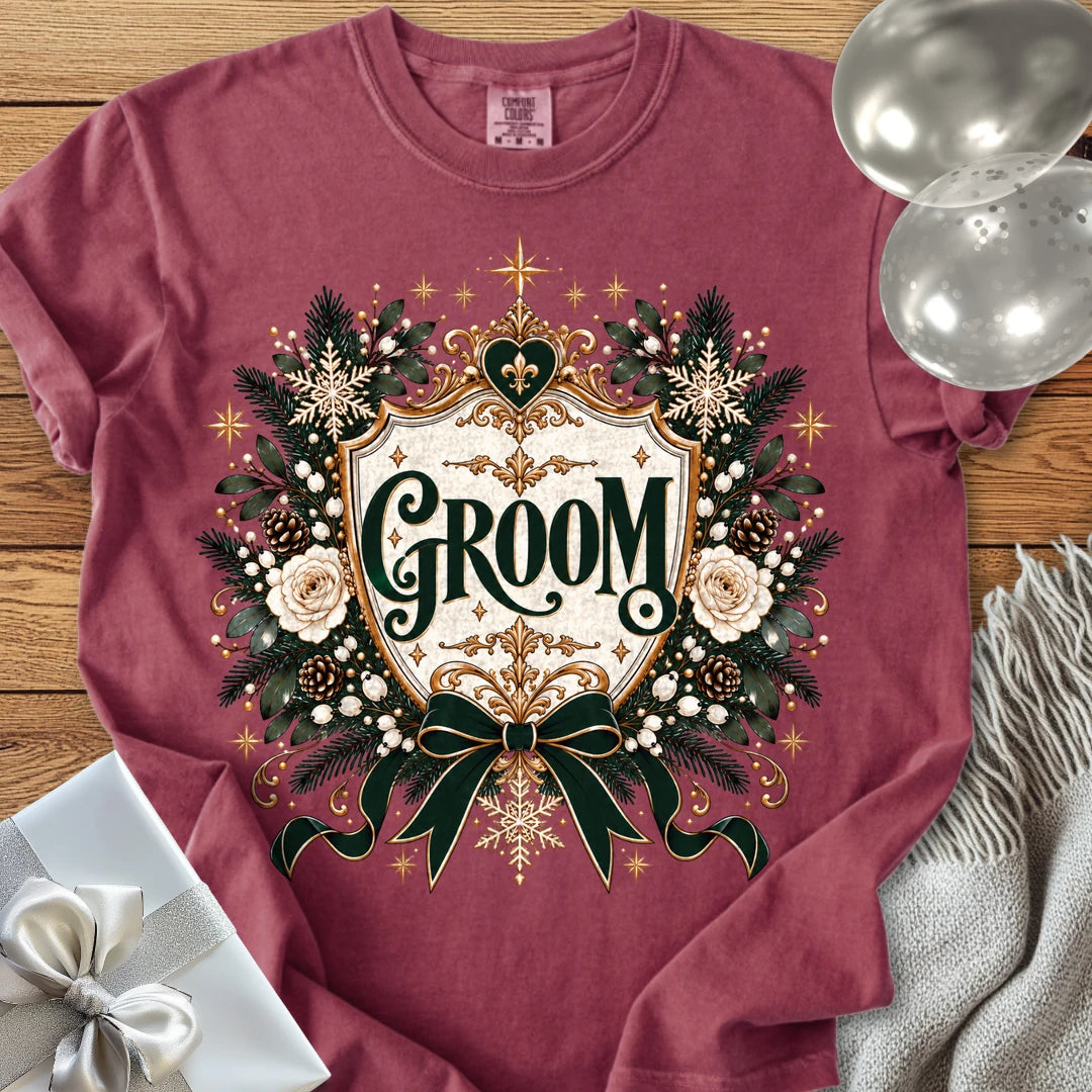 Groom - Premium Winter Heirloom Wedding T-Shirt - Brick