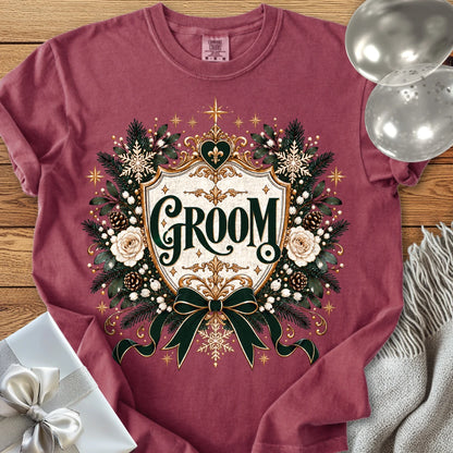 Groom - Premium Winter Heirloom Wedding T-Shirt - Brick