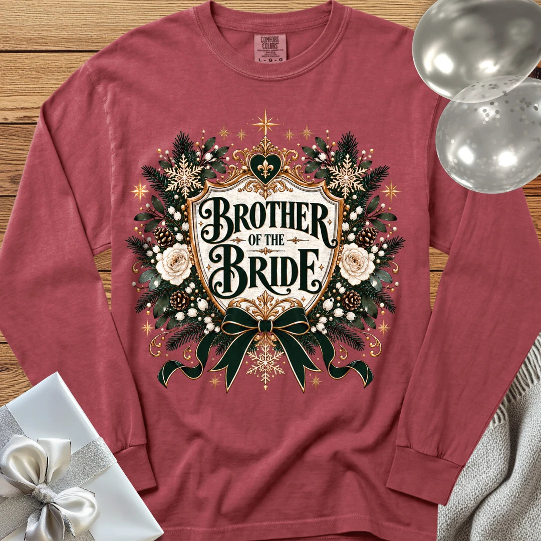 Brother of the Bride - Premium Winter Heirloom Wedding Long Sleeve T-Shirt - Brick