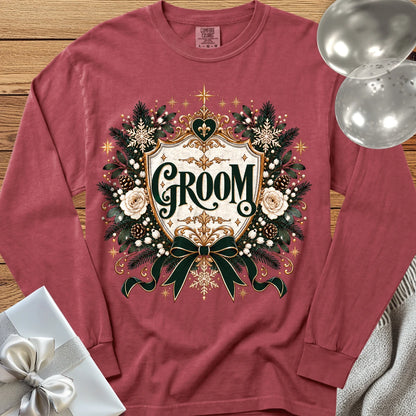 Groom - Premium Winter Heirloom Wedding Long Sleeve T-Shirt - Brick