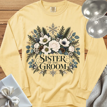 Sister of the Groom - Premium Winter Bouquet Wedding Long Sleeve T-Shirt - Butter