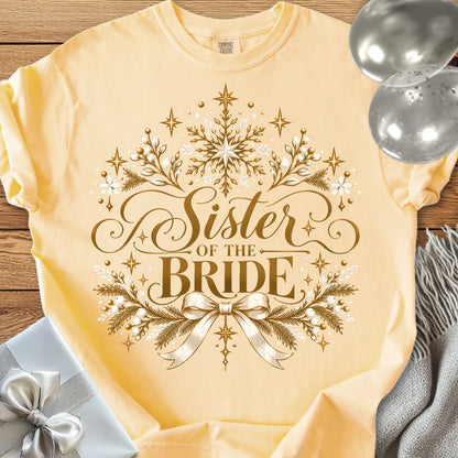 Sister of the Bride - Premium Winter Sparkle Wedding T-Shirt - Butter