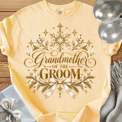 Grandmother of the Groom - Premium Winter Sparkle Wedding T-Shirt - Butter