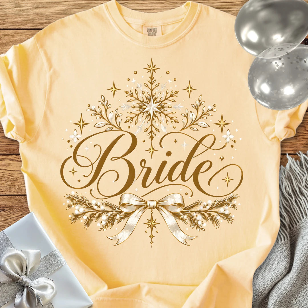 Bride - Premium Winter Sparkle Wedding T-Shirt - Butter