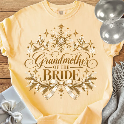 Grandmother of the Bride - Premium Winter Sparkle Wedding T-Shirt - Butter