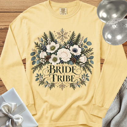 Bride Tribe - Premium Winter Bouquet Wedding Long Sleeve T-Shirt - Butter