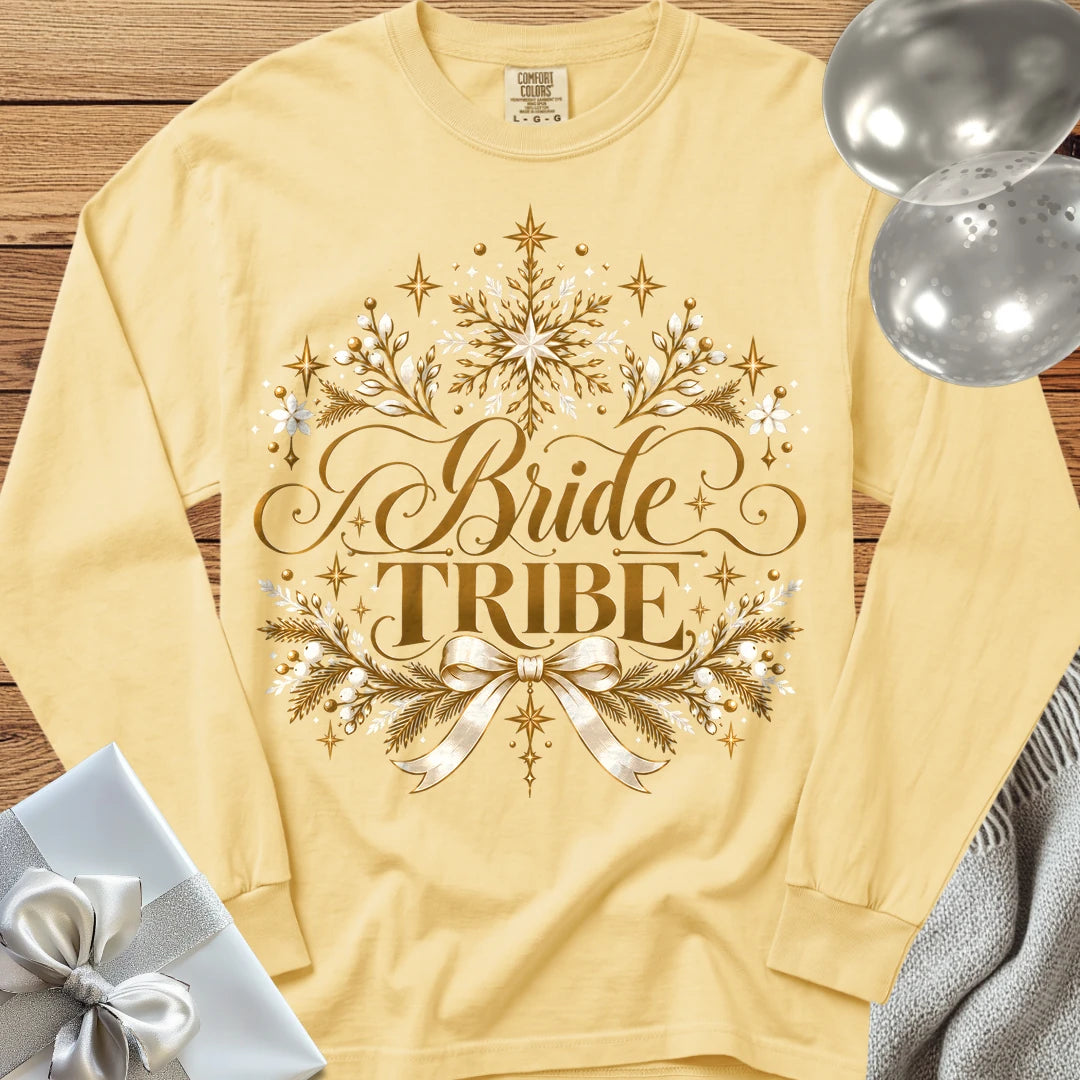 Bride Tribe - Premium Winter Sparkle Wedding Long Sleeve T-Shirt - Butter