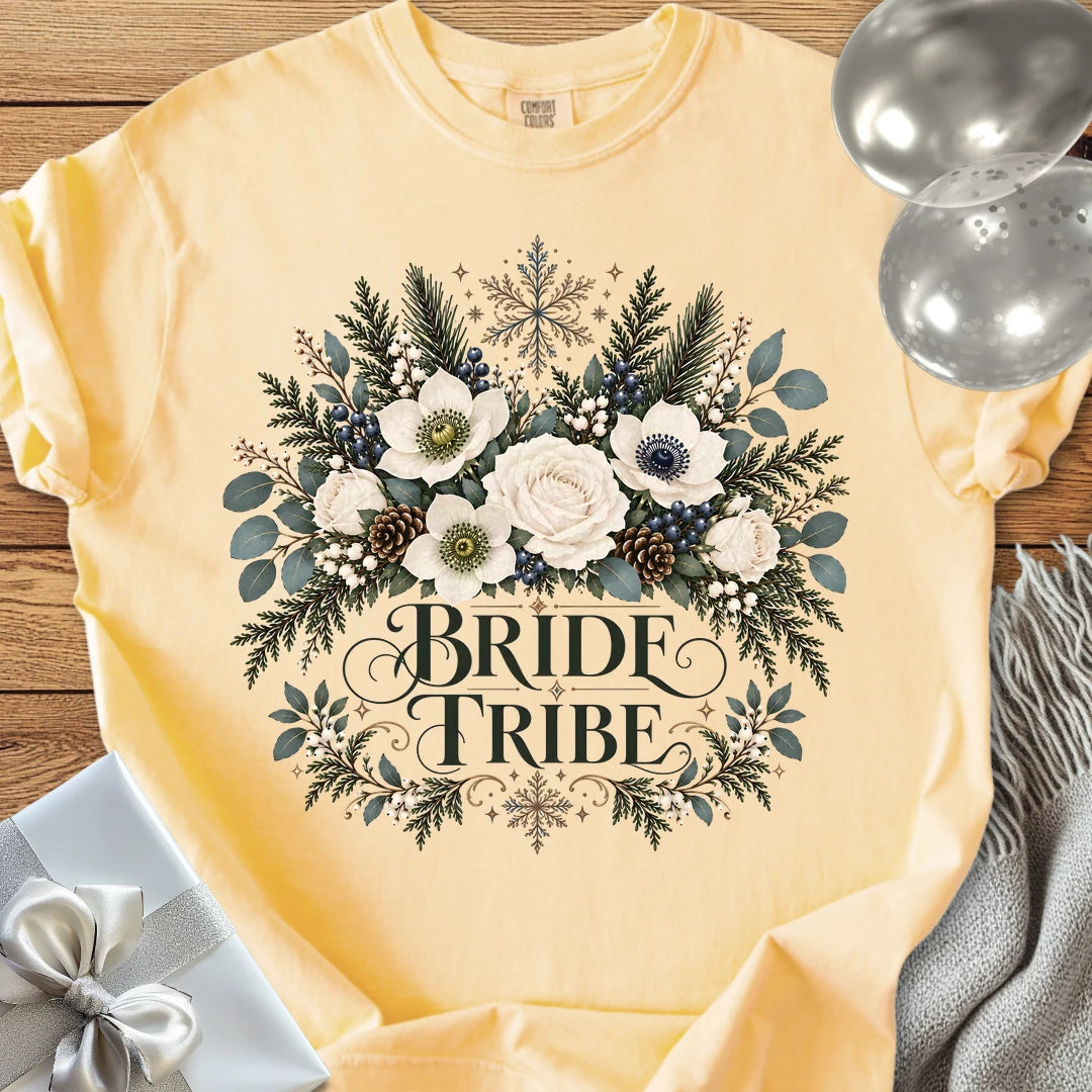 Bride Tribe - Premium Winter Bouquet Wedding T-Shirt - Butter