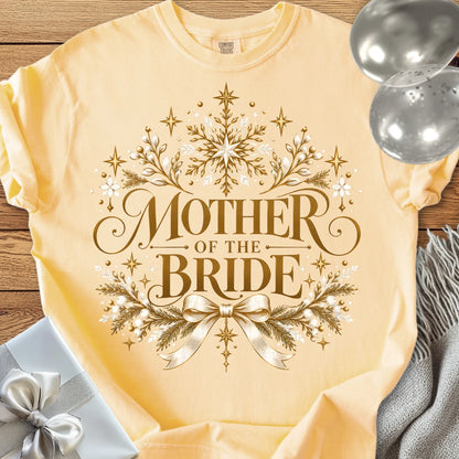 Mother of the Bride - Premium Winter Sparkle Wedding T-Shirt - Butter