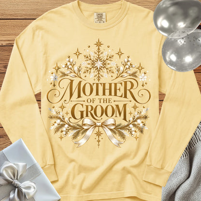 Mother of the Groom - Premium Winter Sparkle Wedding Long Sleeve T-Shirt - Butter
