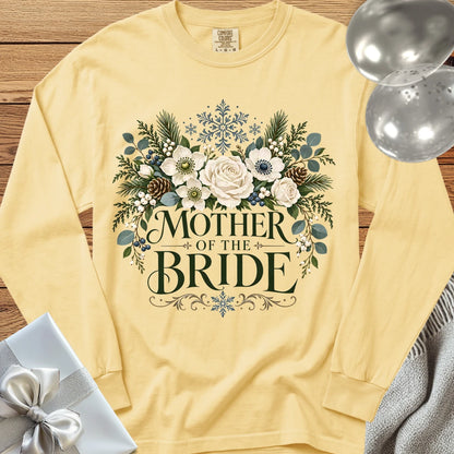 Mother of the Bride - Premium Winter Bouquet Wedding Long Sleeve T-Shirt - Butter