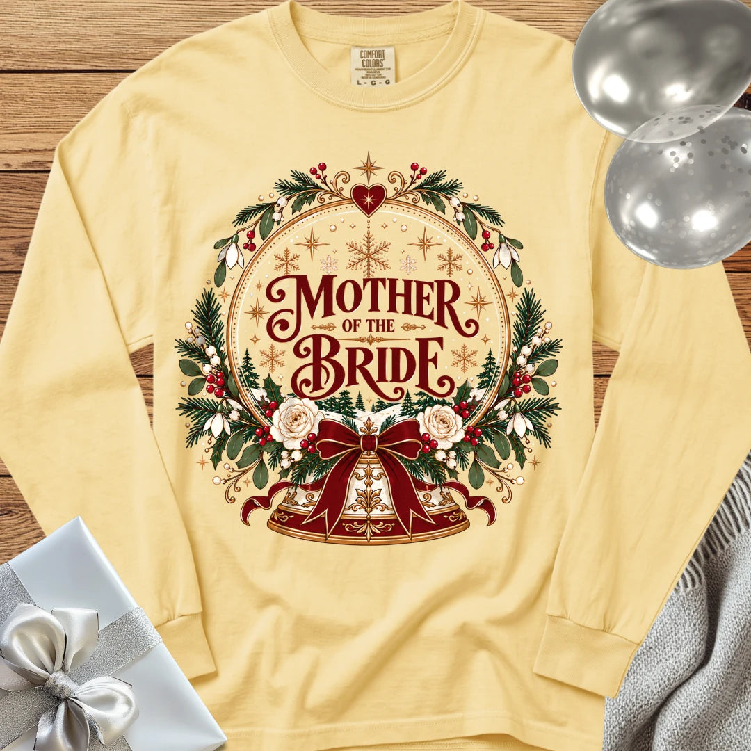 Mother of the Bride - Premium Snowglobe Wedding Long Sleeve T-Shirt - Butter