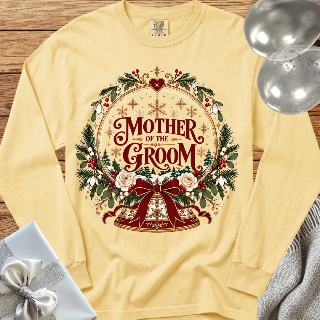 Mother of the Groom - Premium Snowglobe Wedding Long Sleeve T-Shirt - Butter