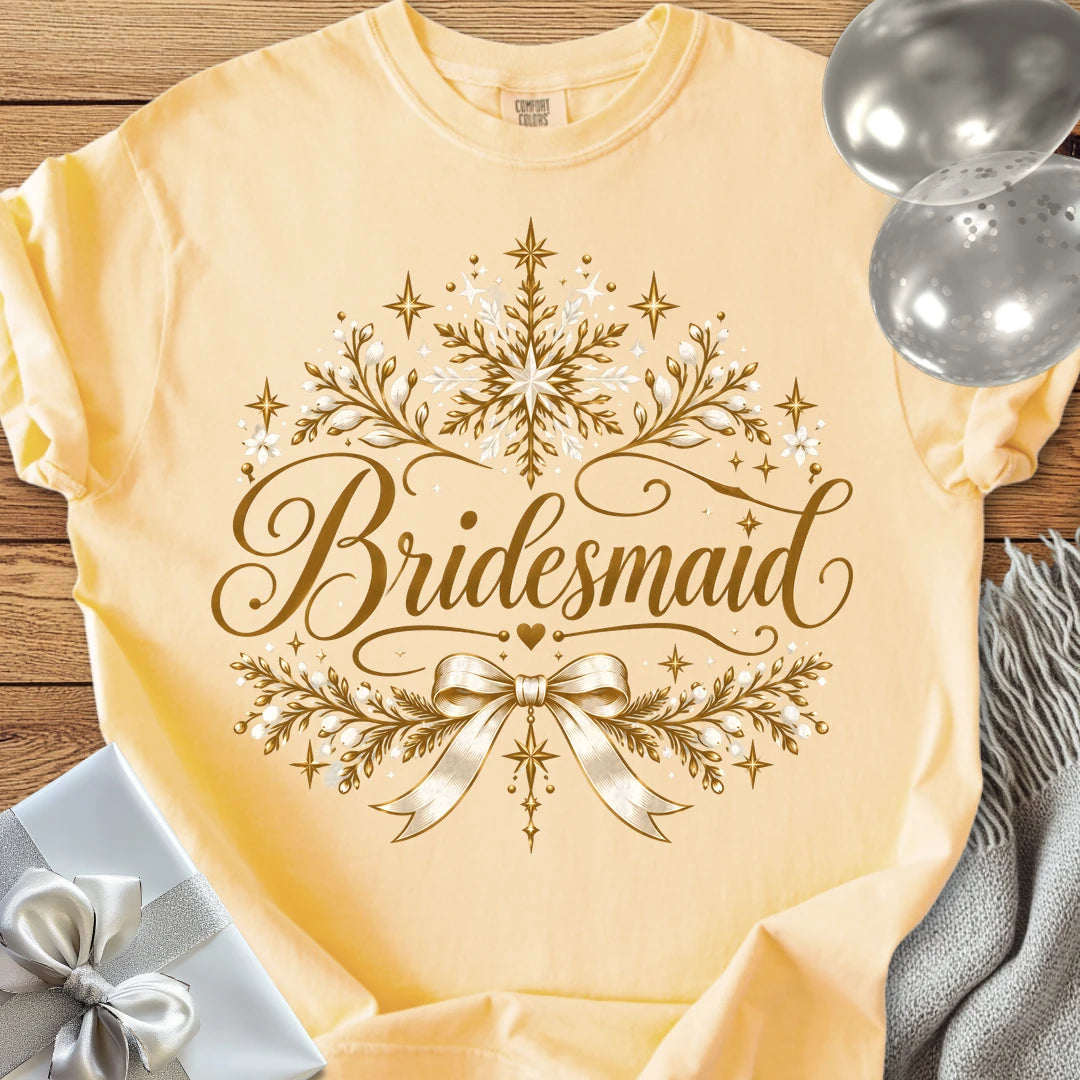 Bridesmaid - Premium Winter Sparkle Wedding T-Shirt - Butter