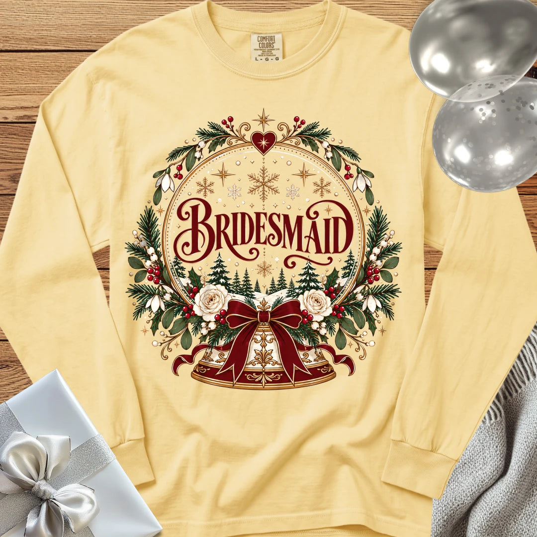 Bridesmaid - Premium Snowglobe Wedding Long Sleeve T-Shirt - Butter