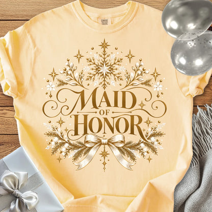 Maid of Honor - Premium Winter Sparkle Wedding T-Shirt - Butter