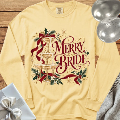 Merry Bride - Premium Christmas Wedding Long Sleeve T-Shirt - Butter