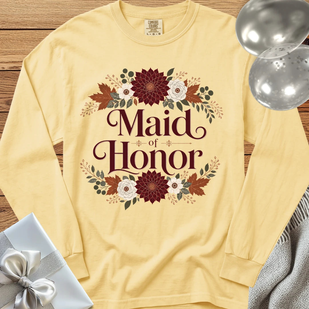 Maid of Honor - Premium Wedding Long Sleeve T-Shirt - Butter