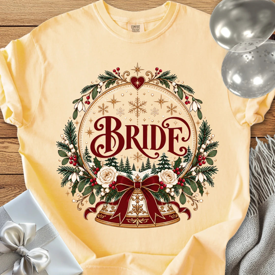Bride - Premium Snowglobe Wedding T-Shirt - Butter