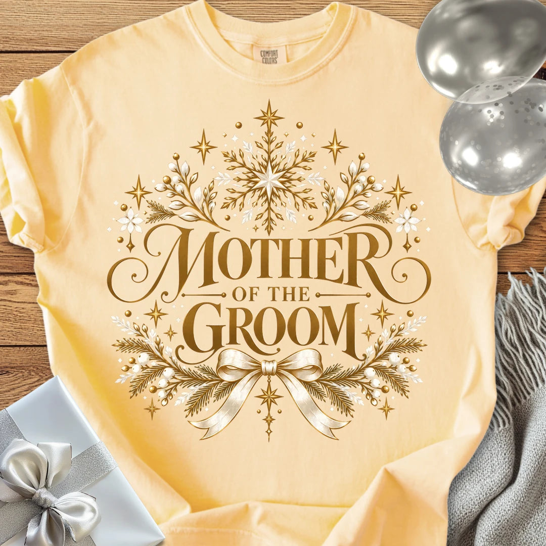 Mother of the Groom - Premium Winter Sparkle Wedding T-Shirt - Butter