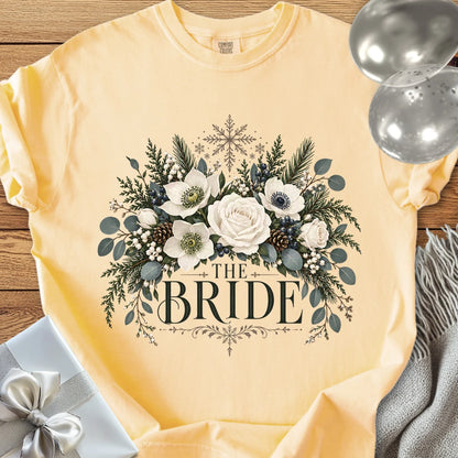 Bride - Premium Winter Bouquet Wedding T-Shirt - Butter