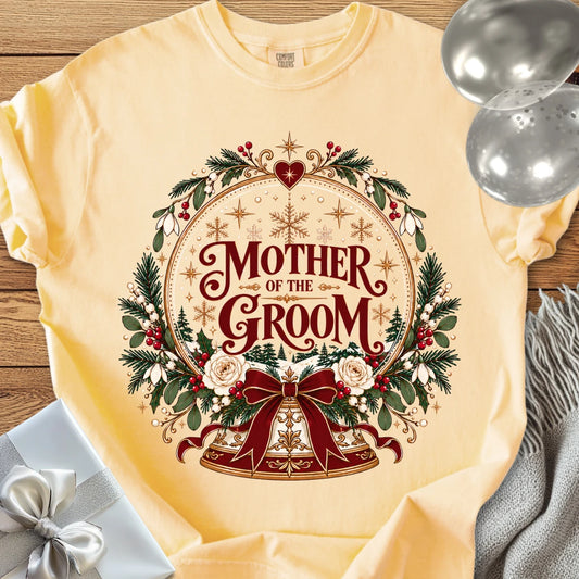 Mother of the Groom - Premium Snowglobe Wedding T-Shirt - Butter