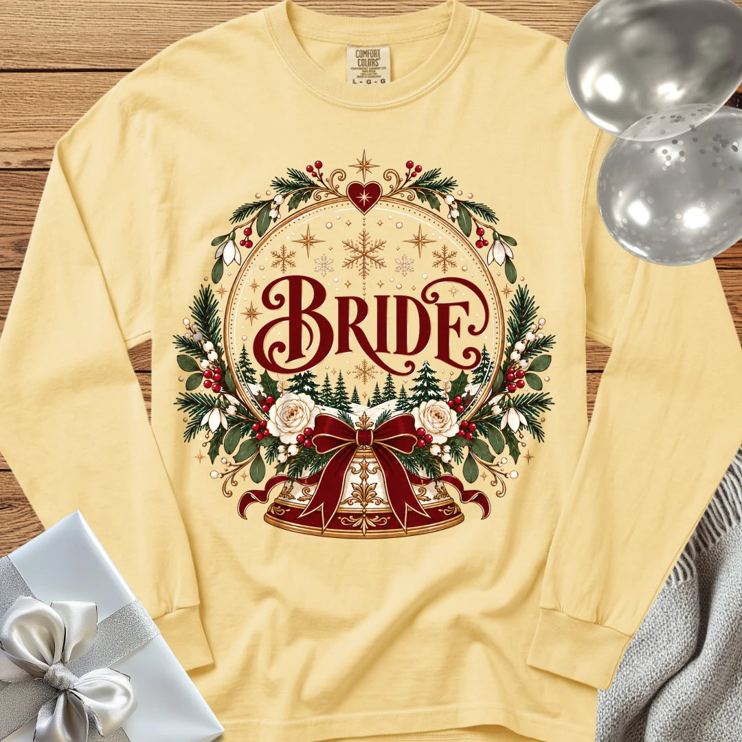 Bride - Premium Snowglobe Wedding Long Sleeve T-Shirt - Butter