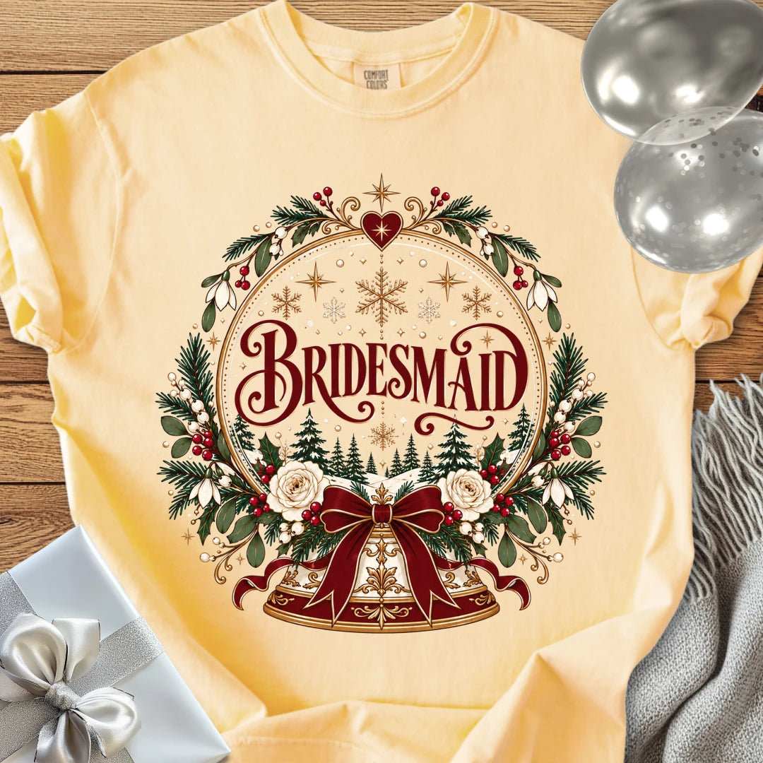 Bridesmaid - Premium Snowglobe Wedding T-Shirt - Butter