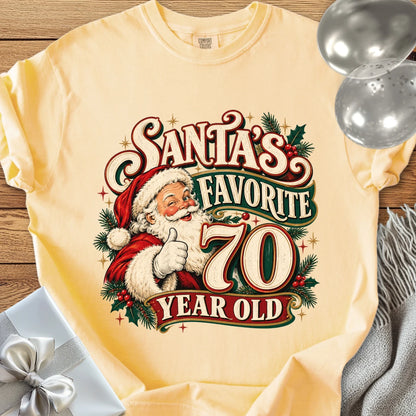 Santa’s Favorite 70 Year Old - Premium Christmas 70th Birthday T-Shirt - Butter