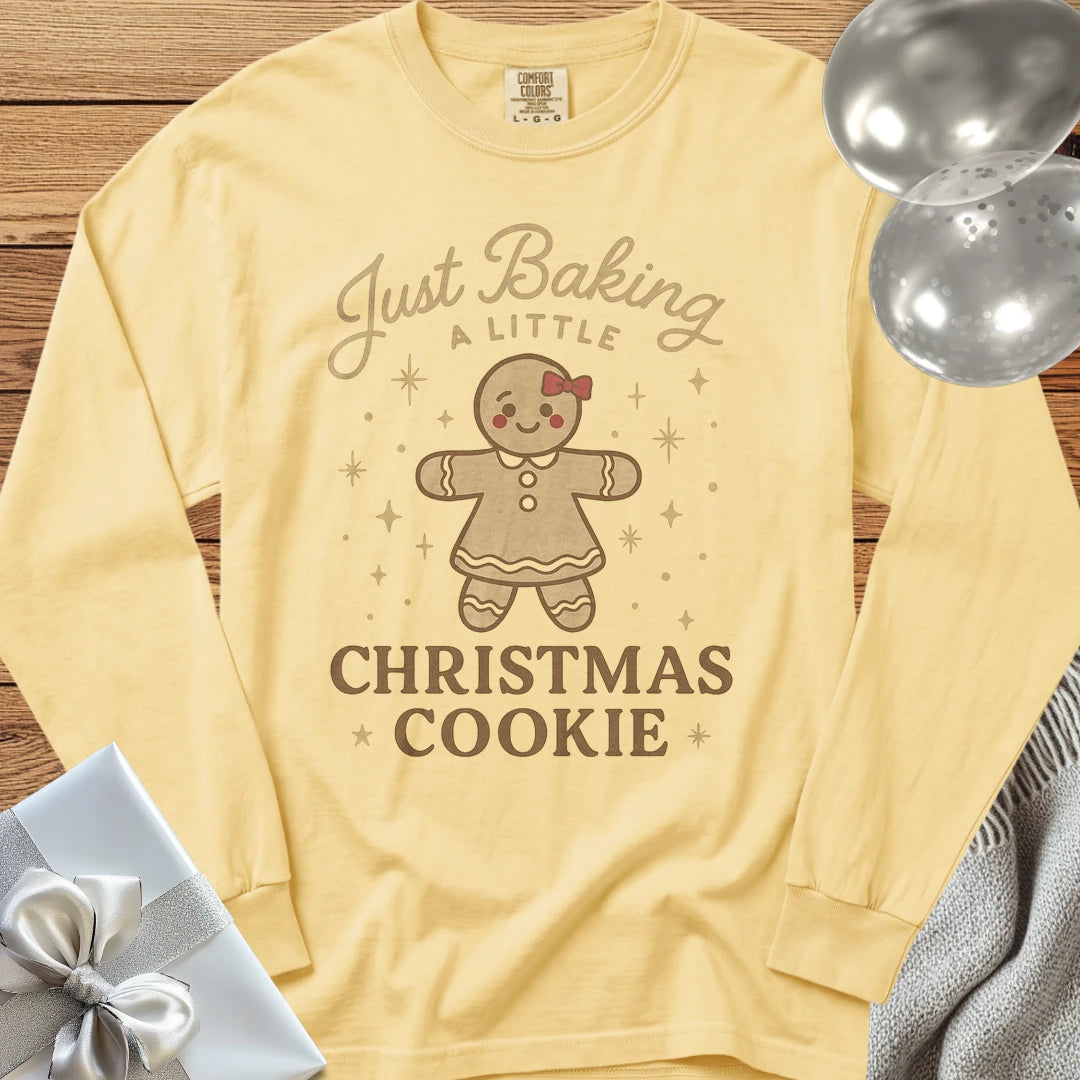 Just Baking a Little Christmas Cookie - Premium Christmas Pregnancy Long Sleeve T-Shirt - Butter