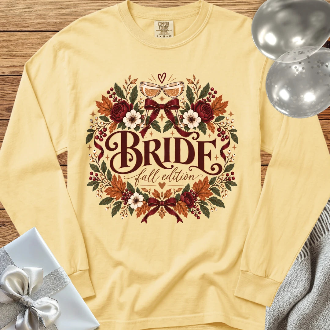 Bride, Fall Edition - Premium Wedding Long Sleeve T-Shirt - Butter