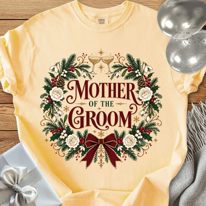 Mother of the Groom - Premium Winter Crest Wedding T-Shirt - Butter
