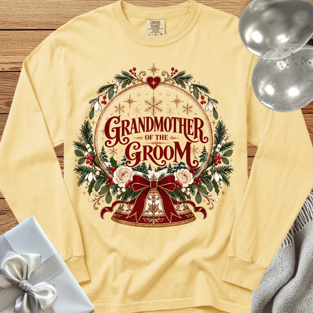 Grandmother of the Groom - Premium Snowglobe Wedding Long Sleeve T-Shirt - Butter