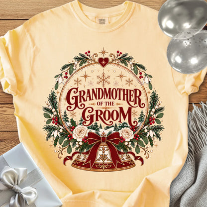 Grandmother of the Groom - Premium Snowglobe Wedding T-Shirt - Butter