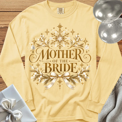Mother of the Bride - Premium Winter Sparkle Wedding Long Sleeve T-Shirt - Butter