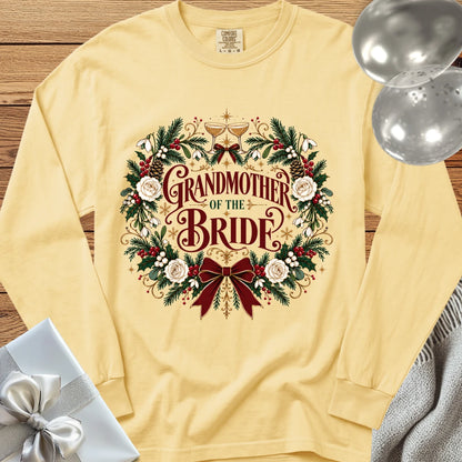Grandmother of the Bride - Premium Winter Crest Wedding Long Sleeve T-Shirt - Butter