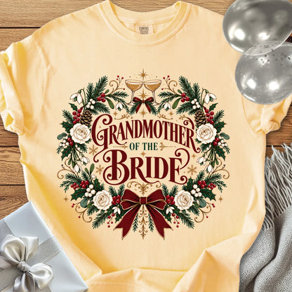 Grandmother of the Bride - Premium Winter Crest Wedding T-Shirt - Butter
