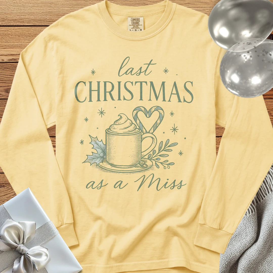 Last Christmas as Miss (Coffee) - Premium Engagement Long Sleeve T-Shirt - Butter