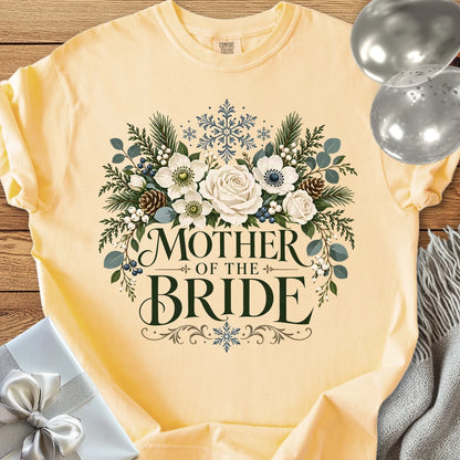 Mother of the Bride - Premium Winter Bouquet Wedding T-Shirt - Butter