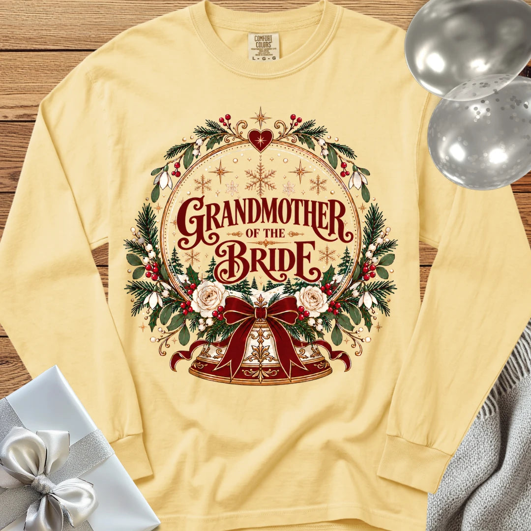 Grandmother of the Bride - Premium Snowglobe Wedding Long Sleeve T-Shirt - Butter