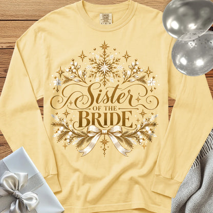 Sister of the Bride - Premium Winter Sparkle Wedding Long Sleeve T-Shirt - Butter