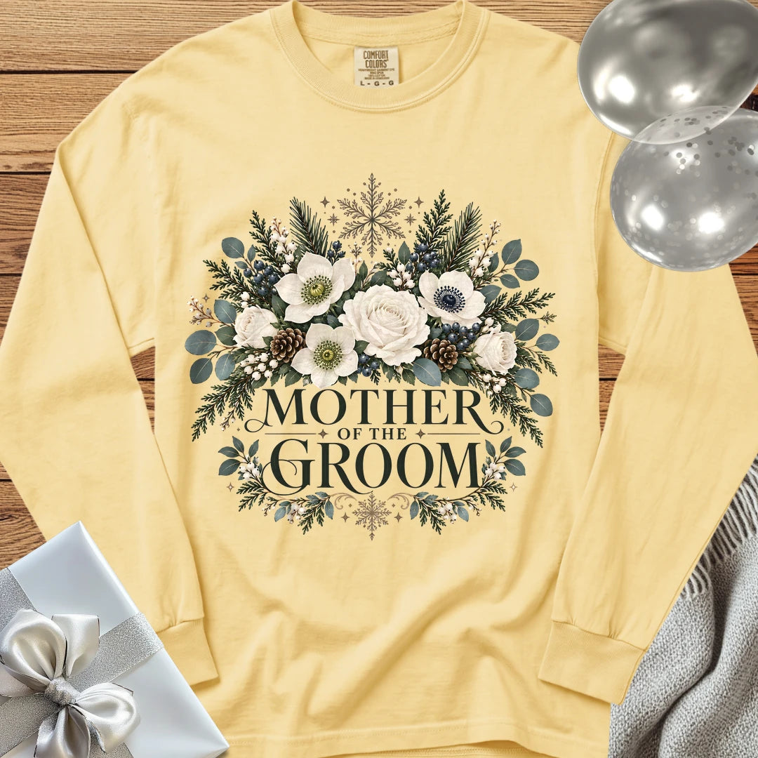 Mother of the Groom - Premium Winter Bouquet Wedding Long Sleeve T-Shirt - Butter