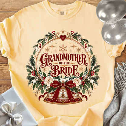 Grandmother of the Bride - Premium Snowglobe Wedding T-Shirt - Butter