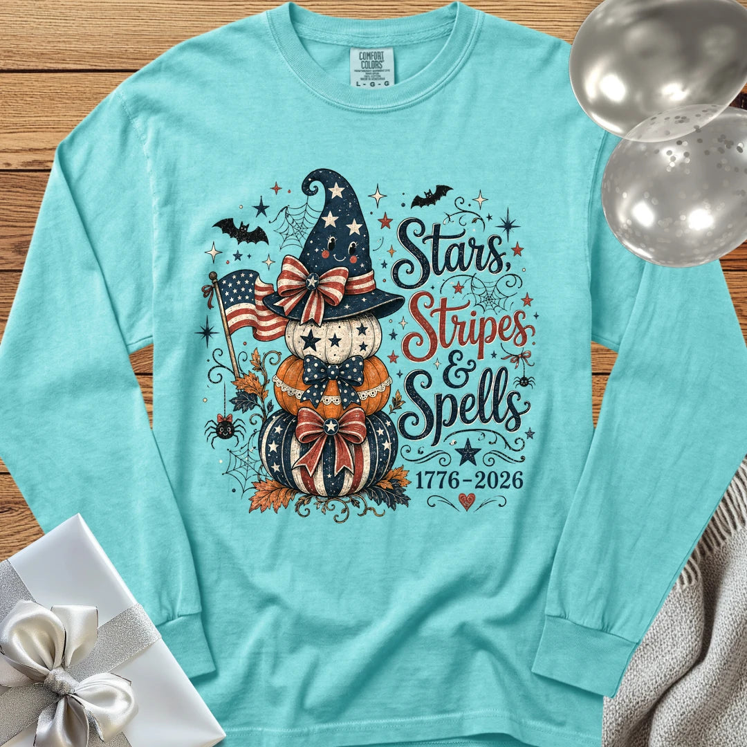 Stars, Stripes & Spells - Premium Halloween America 250 Long Sleeve T-Shirt - Chalky Mint