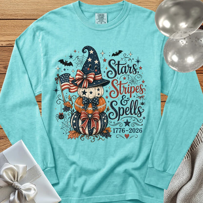 Stars, Stripes & Spells - Premium Halloween America 250 Long Sleeve T-Shirt - Chalky Mint