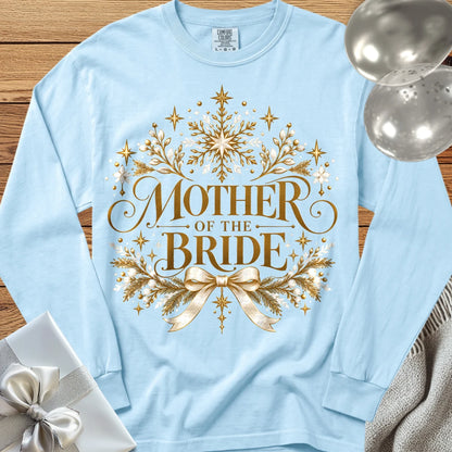 Mother of the Bride - Premium Winter Sparkle Wedding Long Sleeve T-Shirt - Chambray